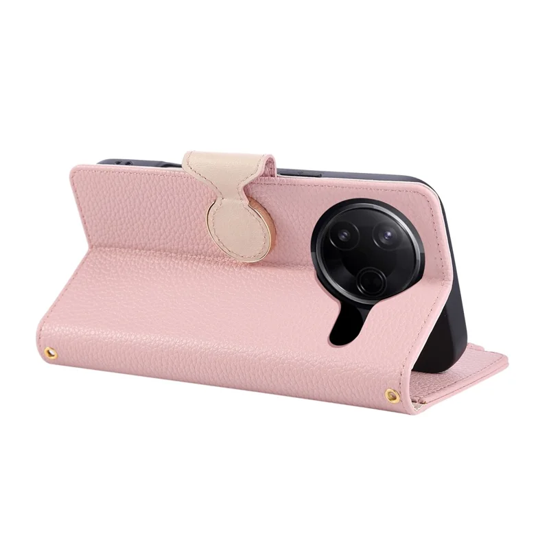 For Xiaomi Poco F7 Ultra 5G / Redmi K80 Pro 5G Case Zipper Wallet Leather Phone Cover with Wrist Strap - Pink
