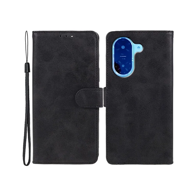 Para Xiaomi Redmi A5 4G (171,7 mm) / Capa Poco C71 4G Textura de Bezerro Carteira de Couro PU com Alça de Pulso - Preto