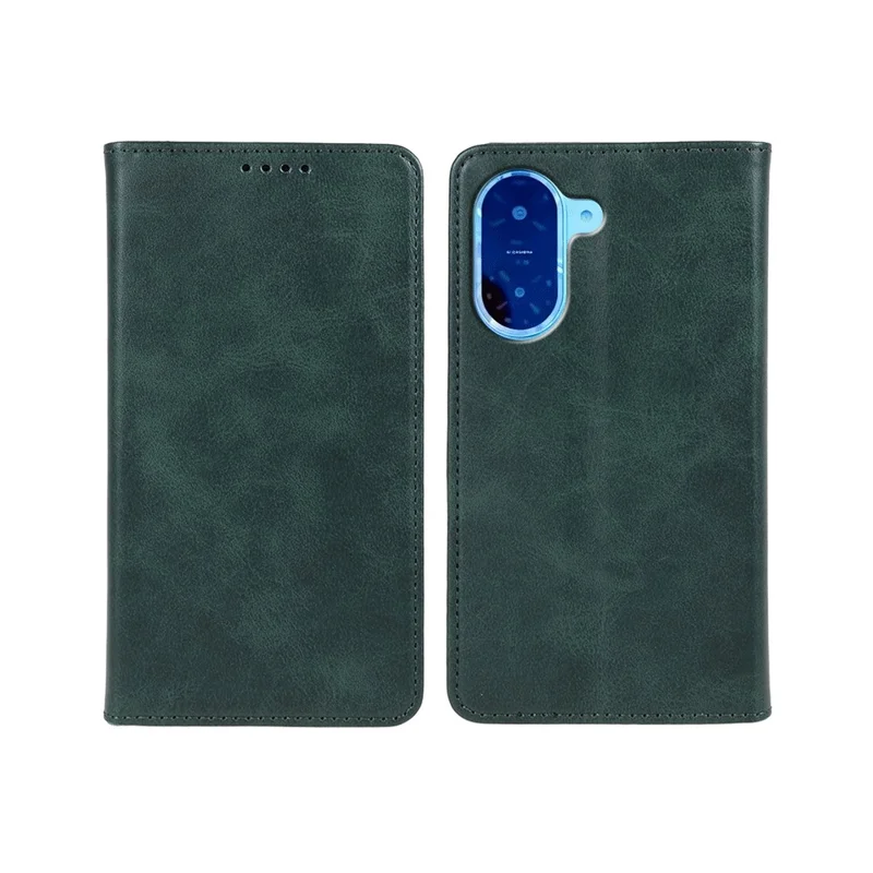 Para Xiaomi Redmi A5 4G (171,7mm) / Poco C71 4G Capa de Couro PU Magnética Resistente para Celular com Textura de Bezerro - Verde
