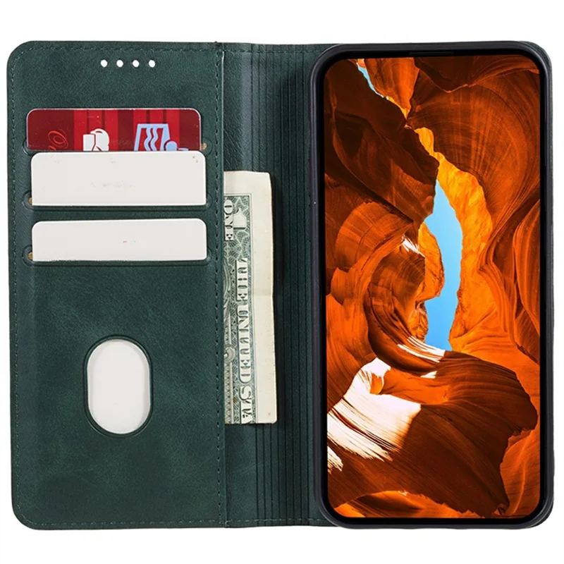 Para Xiaomi Redmi A5 4G (171,7mm) / Poco C71 4G Capa de Couro PU Magnética Resistente para Celular com Textura de Bezerro - Verde