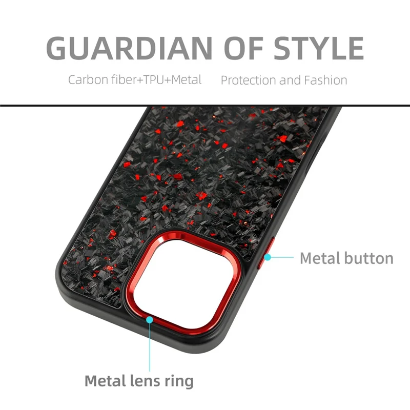 For iPhone 16 Pro Magnetic Case Forged Texture Aramid Fiber + TPU Phone Cover with Metal Lens Frame - Red Lens Frame + Red
