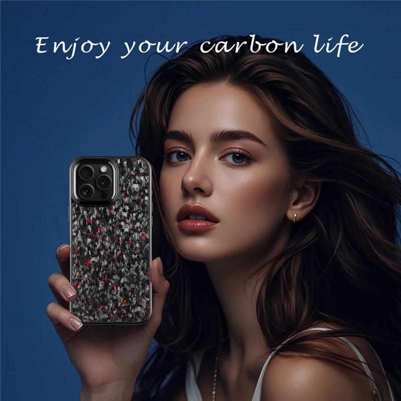 For iPhone 16 Pro Max Magnetic Case Forged Texture Aramid Fiber + TPU Phone Cover with Metal Lens Frame - Black Lens Frame + Purple
