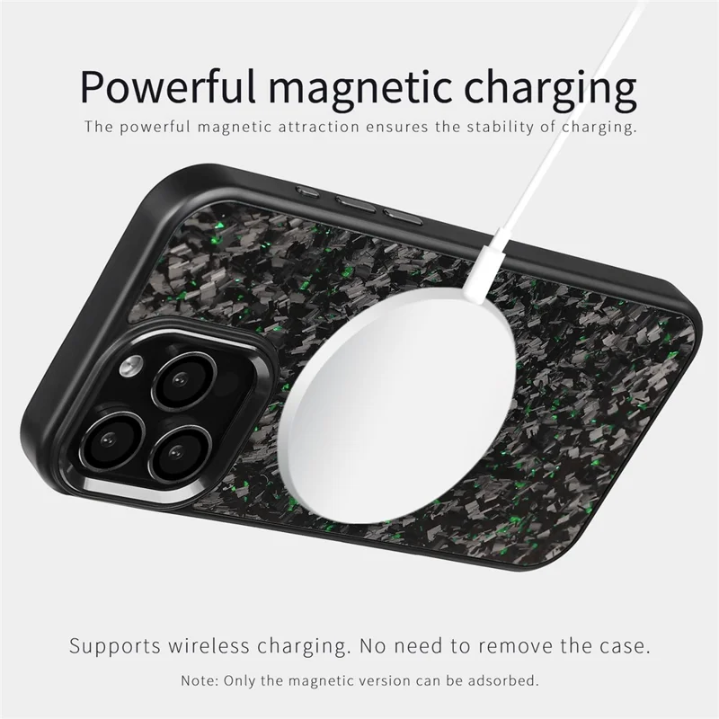 For iPhone 16 Pro Max Magnetic Case Forged Texture Aramid Fiber + TPU Phone Cover with Metal Lens Frame - Black Lens Frame + Purple