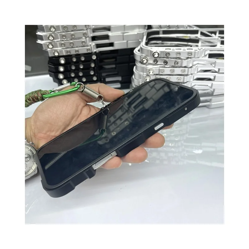 Für Xiaomi Civi 5 Pro 5G Stoßfeste Hülle Aluminiumlegierung Metall Handyhülle mit Trageriemen - Schwarz