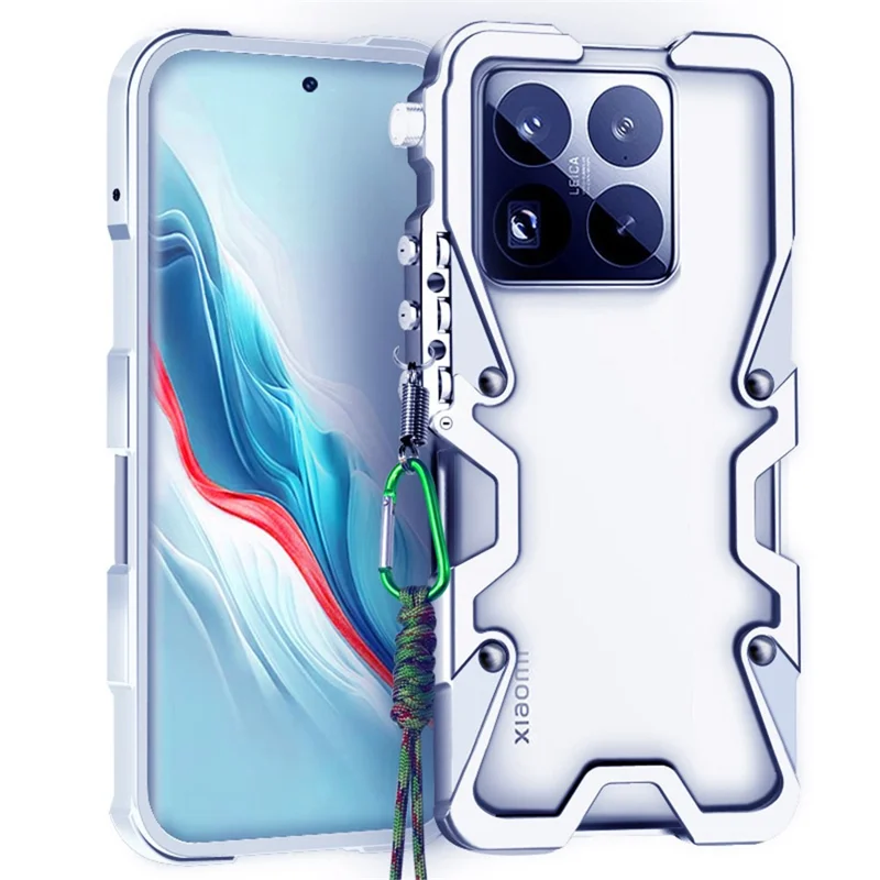 Cover Paraurti in Lega di Alluminio per Xiaomi 15 Pro / 15S Pro - Custodia Metallica con Cinturino - Argento