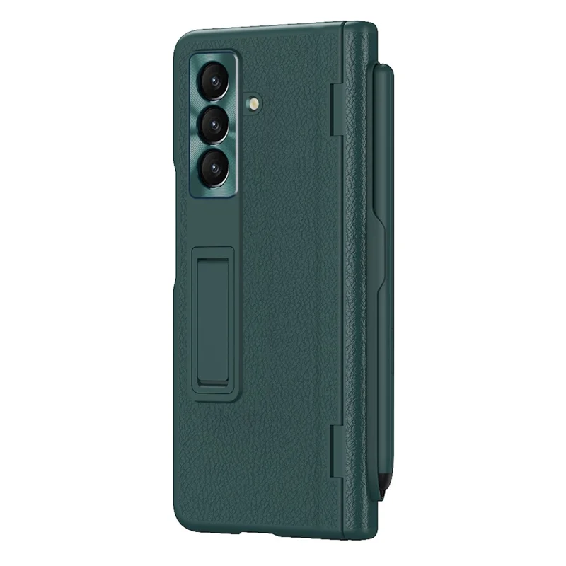 Funda para Samsung Galaxy Z Fold7 5G con Soporte, Carcasa de PC + Cuero PU Plegable con Protector de Pantalla y Stylus - Verde