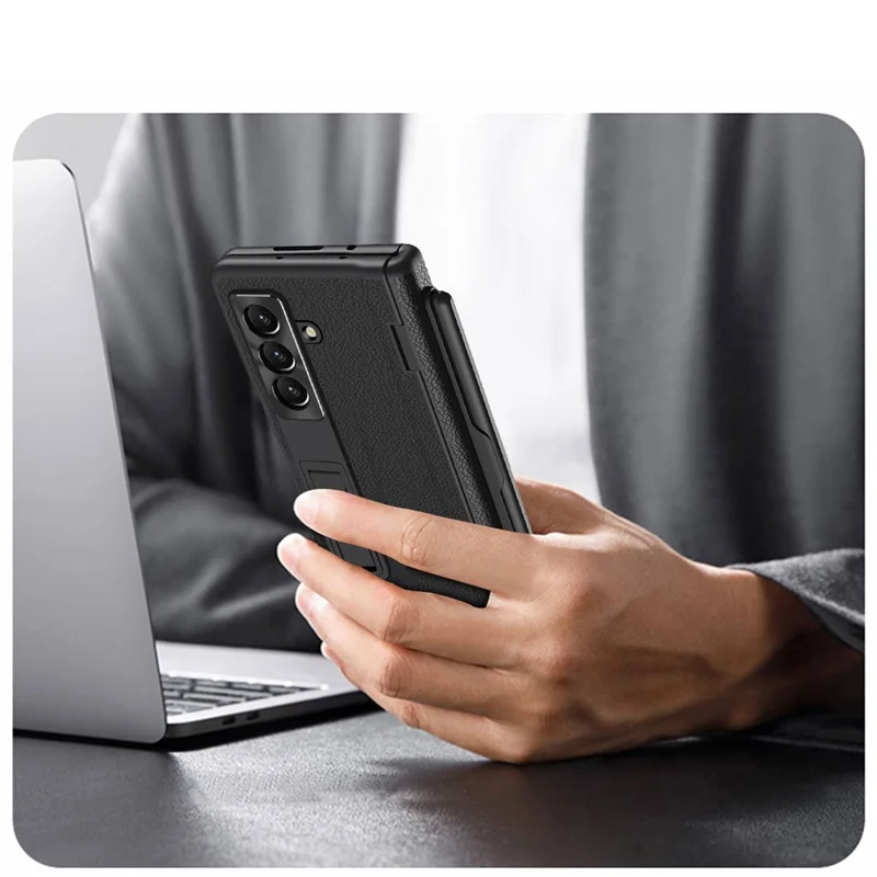 Funda para Samsung Galaxy Z Fold7 5G con Soporte, Carcasa de PC + Cuero PU Plegable con Protector de Pantalla y Stylus - Verde