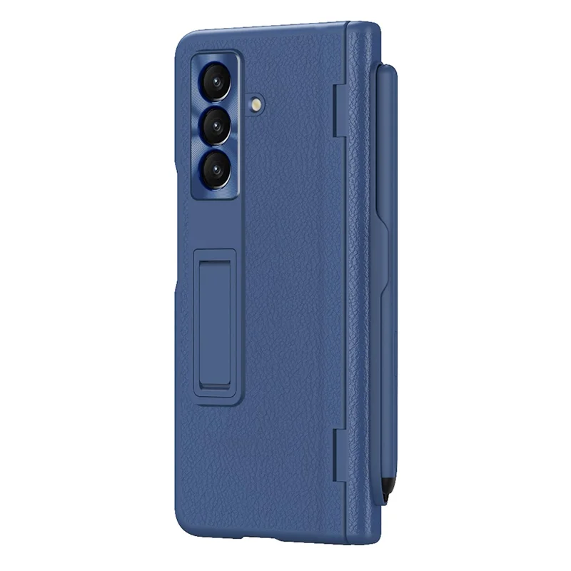 Funda para Samsung Galaxy Z Fold7 5G con Soporte Rígida + Cuero PU Plegable con Protector de Pantalla y Stylus - Azul Zafiro