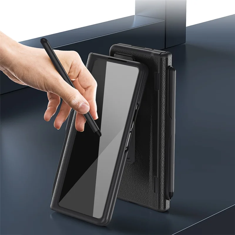 Funda para Samsung Galaxy Z Fold7 5G con Soporte Rígida + Cuero PU Plegable con Protector de Pantalla y Stylus - Azul Zafiro