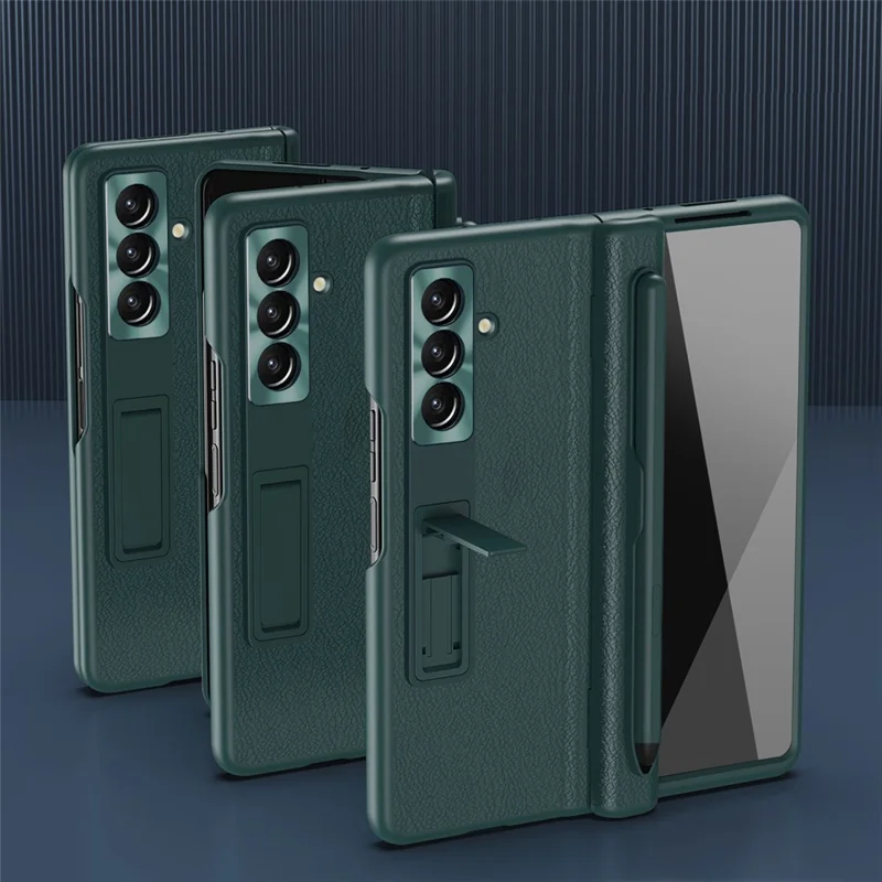 Funda para Samsung Galaxy Z Fold7 5G con Soporte Rígida + Cuero PU Plegable con Protector de Pantalla y Stylus - Azul Zafiro