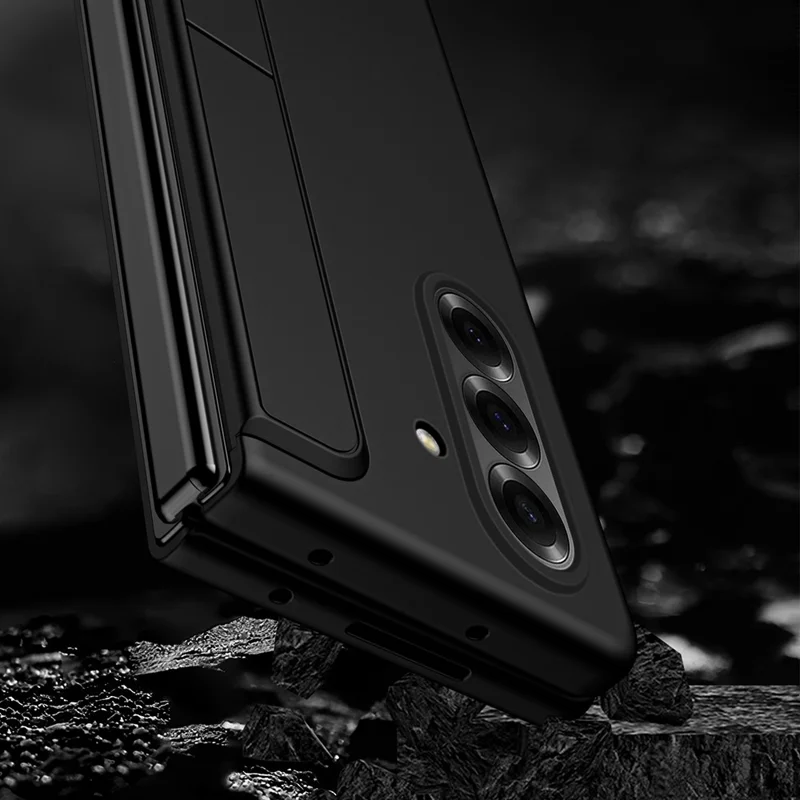 Funda para Samsung Galaxy Z Fold7 5G con Soporte Rígida de PC Delgada para Teléfono con Stylus - Negro