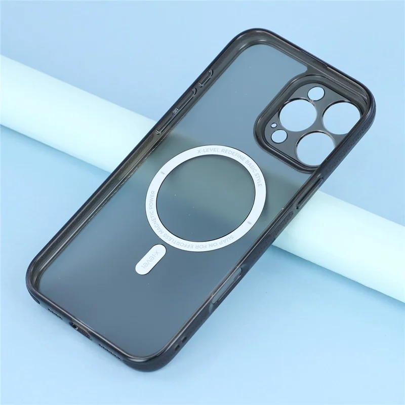 X-LEVEL Funda Magnética para iPhone 16 Pro Max Carcasa de PC y TPU Transparente - Negro Transparente