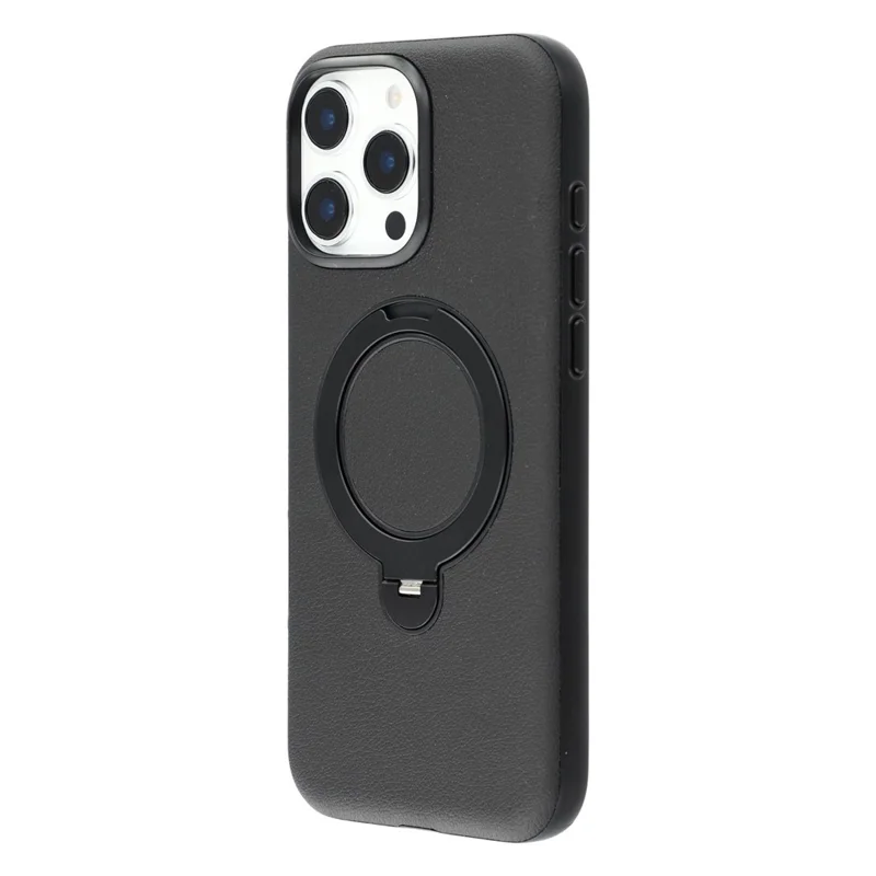 KIGC Para iPhone 16 Pro Capa Magnética de PC + PU com Suporte e Forro Macio - Preto