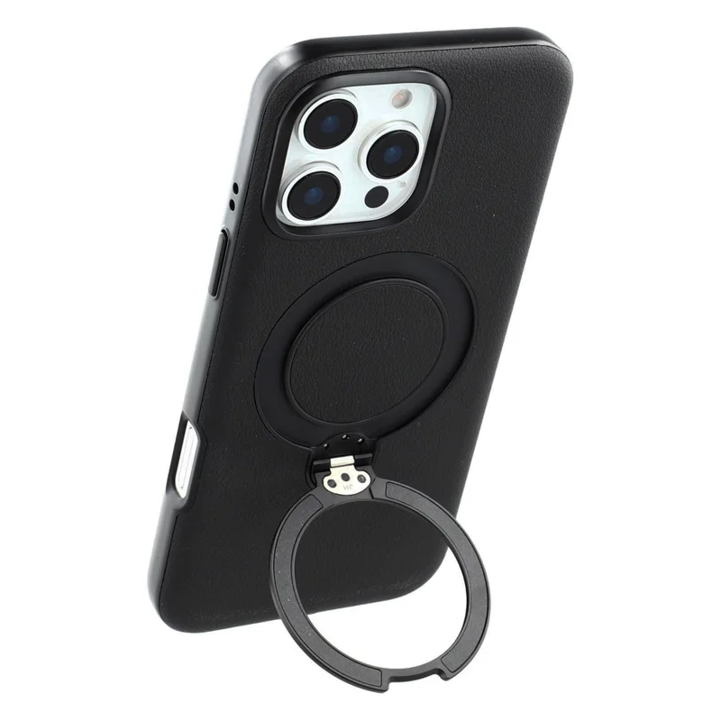 KIGC Para iPhone 16 Pro Capa Magnética de PC + PU com Suporte e Forro Macio - Preto