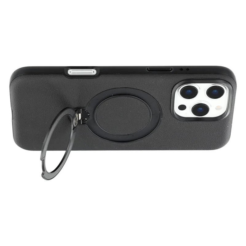 KIGC Para iPhone 16 Pro Capa Magnética de PC + PU com Suporte e Forro Macio - Preto