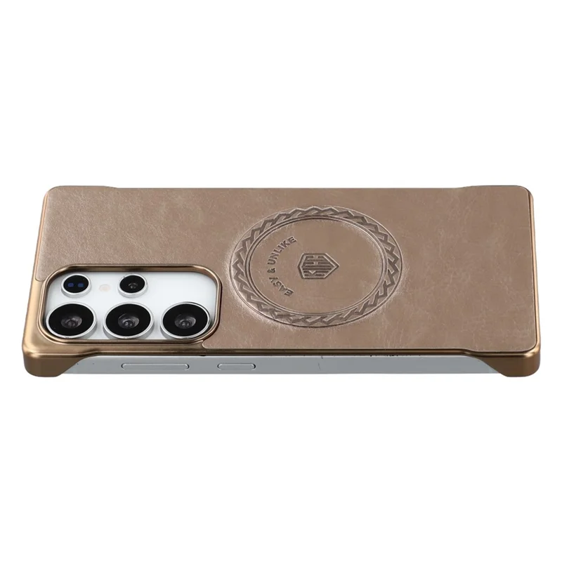 KIGC For Samsung Galaxy S24 Ultra Magnetic Case Electroplating PC + PU Phone Back Cover - Gold