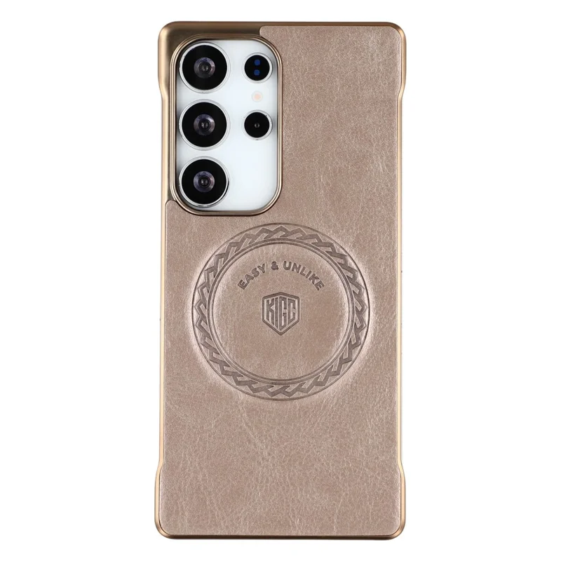 KIGC For Samsung Galaxy S24 Ultra Magnetic Case Electroplating PC + PU Phone Back Cover - Gold