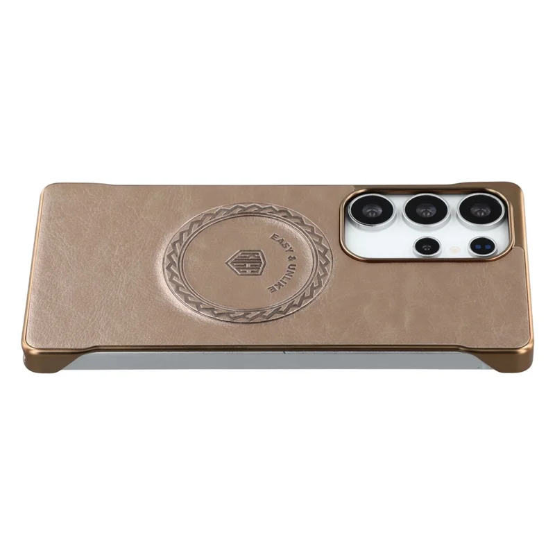 KIGC For Samsung Galaxy S24 Ultra Magnetic Case Electroplating PC + PU Phone Back Cover - Gold