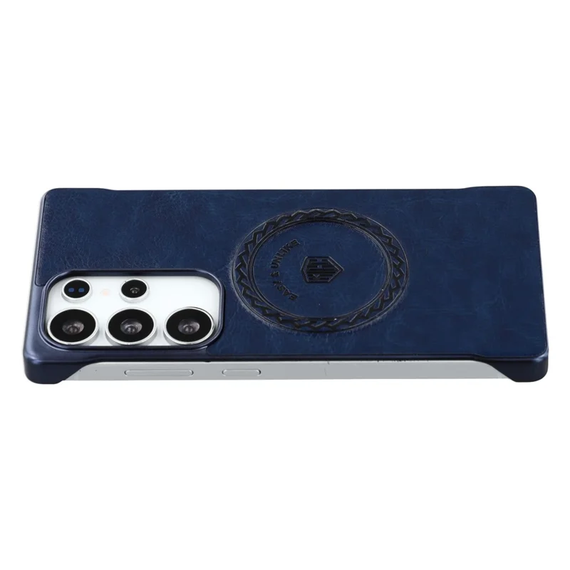 KIGC For Samsung Galaxy S25 Ultra Magnetic Case Electroplating PC + PU Phone Back Cover - Blue