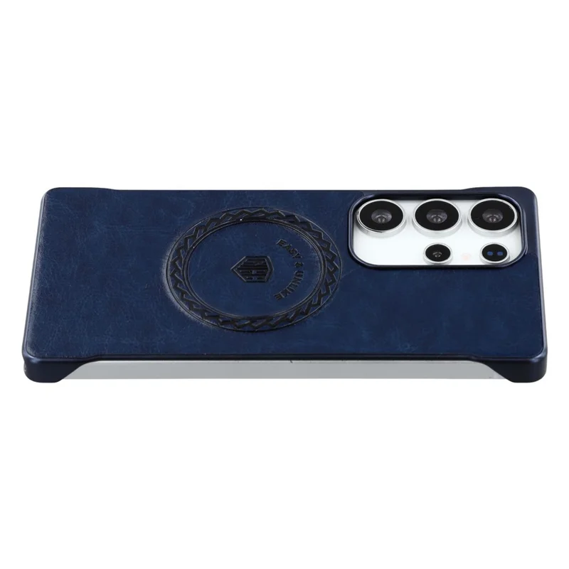 KIGC For Samsung Galaxy S25 Ultra Magnetic Case Electroplating PC + PU Phone Back Cover - Blue