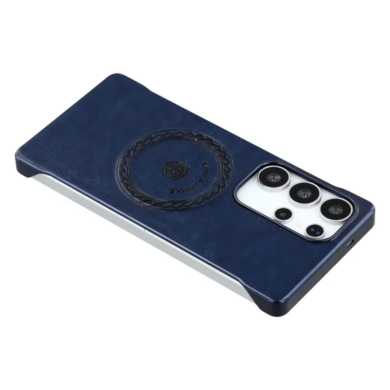 KIGC For Samsung Galaxy S25 Ultra Magnetic Case Electroplating PC + PU Phone Back Cover - Blue