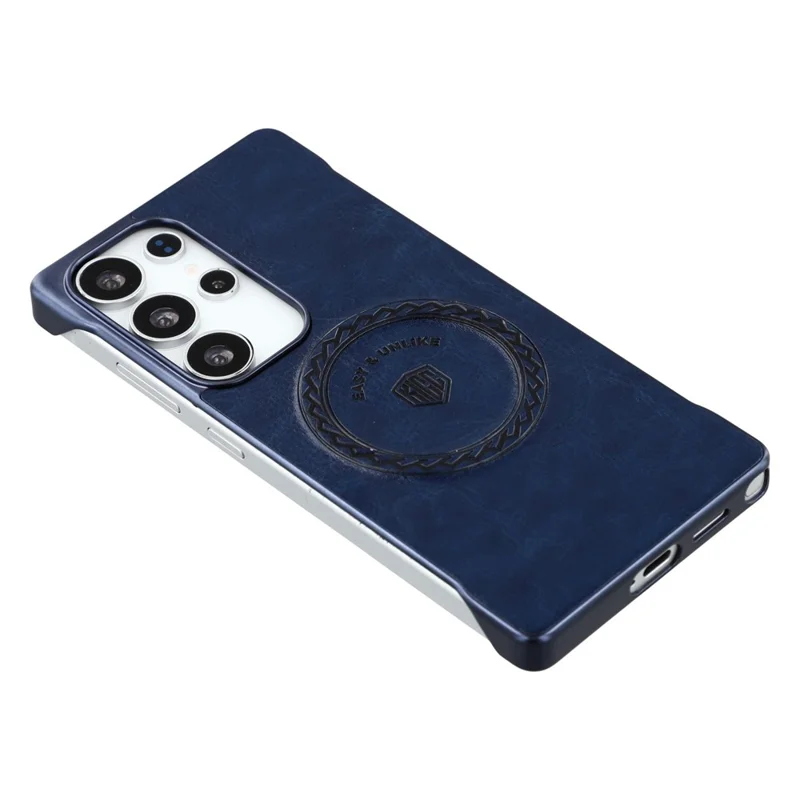 KIGC For Samsung Galaxy S25 Ultra Magnetic Case Electroplating PC + PU Phone Back Cover - Blue