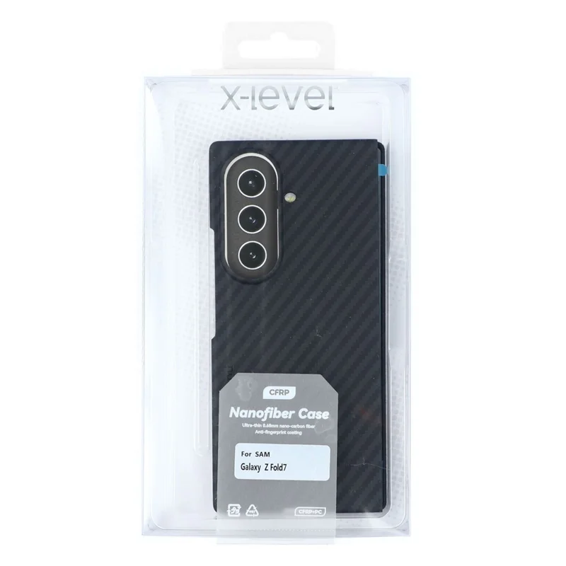 X-LEVEL per Samsung Galaxy Z Fold7 5G Cover in Fibra di Carbonio Texture Hard PC Cover Antiurto