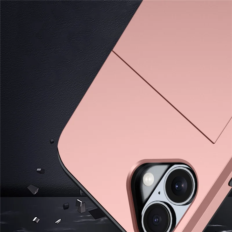 For iPhone 17 Case with Card Holder TPU + PC Phone Back Cover - Rose Gold