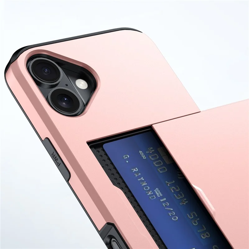 For iPhone 17 Case with Card Holder TPU + PC Phone Back Cover - White