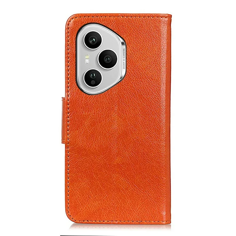 Hoesje voor Honor 400 Pro 5G (Global) met Nappastructuur van Kunstleer Portefeuillehoes - Oranje