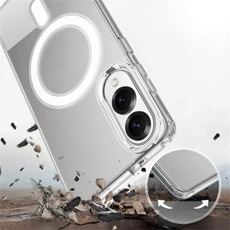 WANLONFENG LM2 Series For Samsung Galaxy S25 Edge Clear Case Compatible with MagSafe Phone Cover (Big Lens Hole)