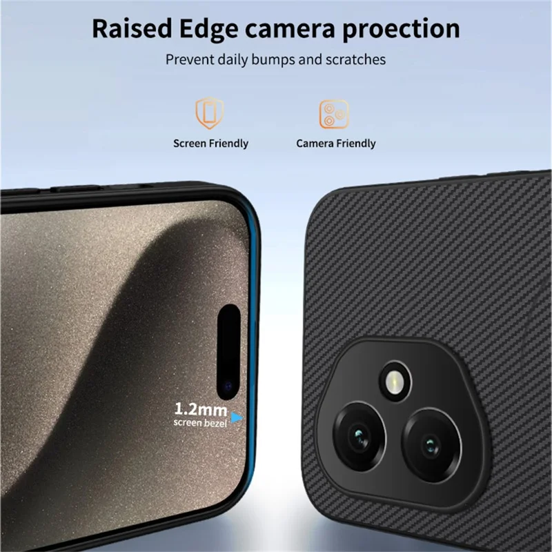 WANLONFENG Série TQ Capa Magnética para Honor 400 5G (Global) com Textura de Fibra de Carbono em PC e TPU - Preto