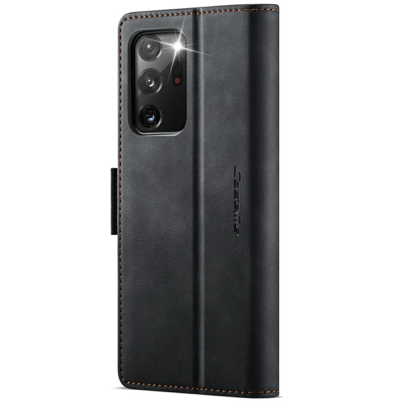 CASEME Série 033 Para Samsung Galaxy Note20 Ultra 5G / Note20 Ultra Capa Carteira Bloqueio RFID com Suporte, Textura de Couro de Bezerro - Preto