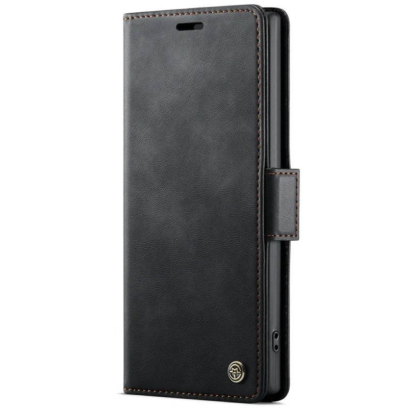CASEME Série 033 para Samsung Galaxy Note10+ 5G / 4G Capa Carteira Bloqueador RFID com Suporte - Textura de Couro de Bezerro - Preto