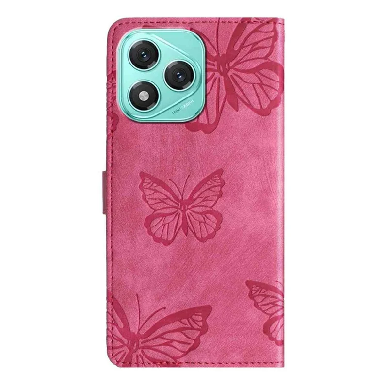 For Honor 400 Lite 5G Case Butterfly Design Flip Wallet Leather Phone Cover Skin-Touch - Rose