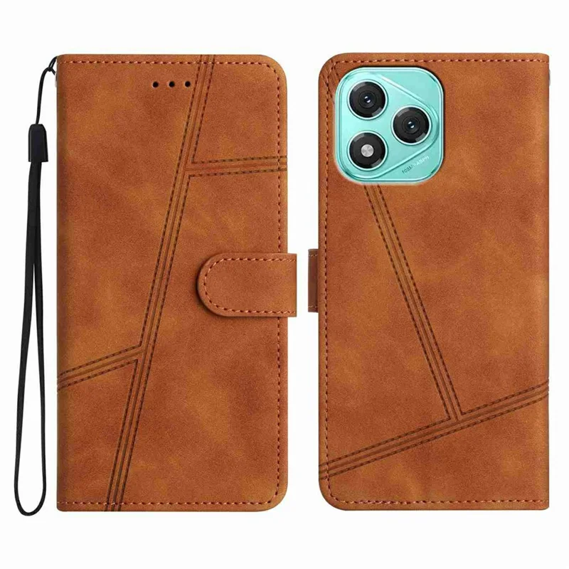 Phone Case for Honor 400 Lite 5G Flip Leather Retro Cover Lines Imprinted - Brown
