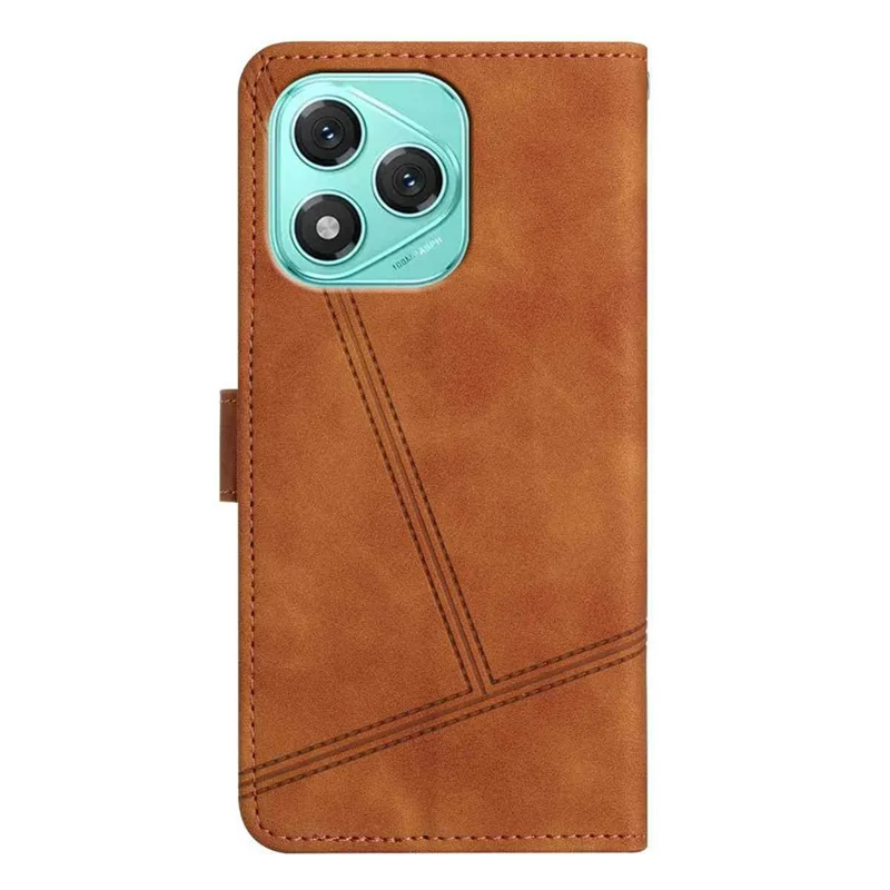 Phone Case for Honor 400 Lite 5G Flip Leather Retro Cover Lines Imprinted - Brown