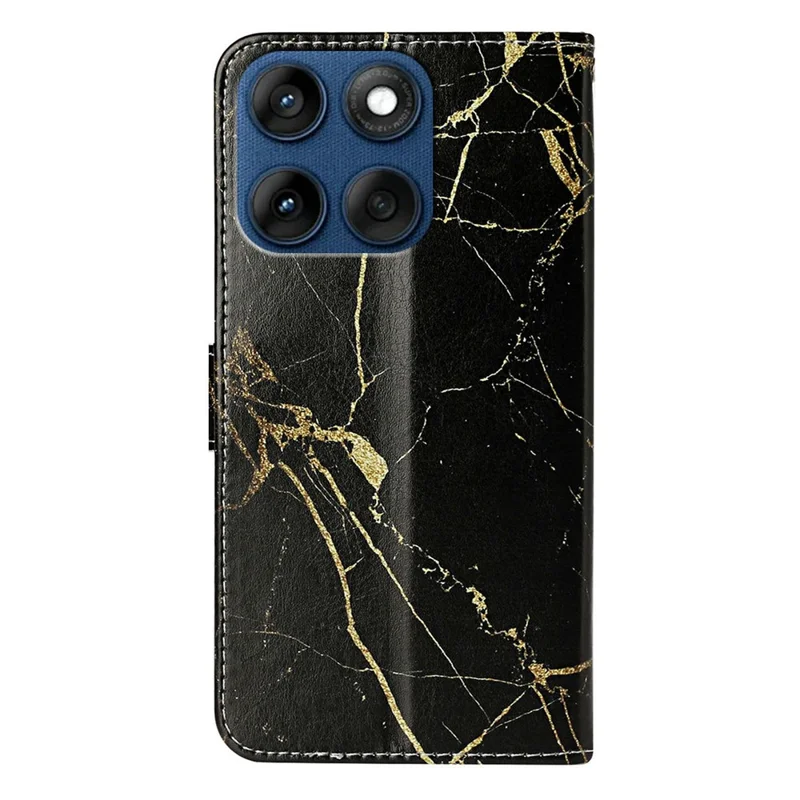 Cover a portafoglio in pelle con flip per Motorola Edge 60 5G / 60s 5G / 60 Fusion 5G - Marmo nero e oro