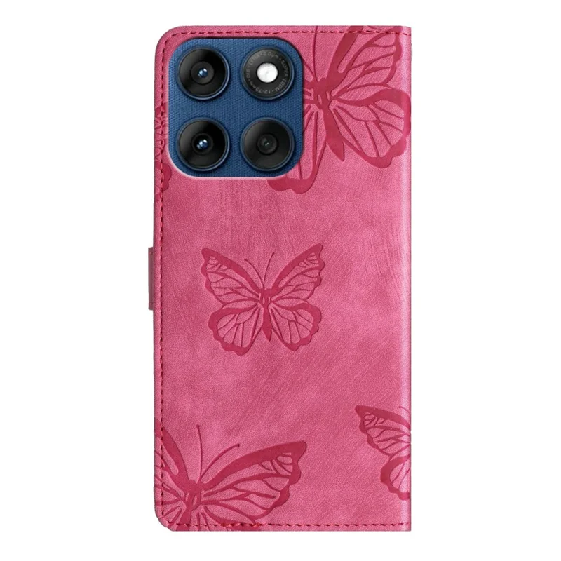 Wallet Case for Motorola Edge 60 5G  /  60s 5G  /  60 Fusion 5G Butterfly Design Flip Leather Phone Cover Skin-Touch - Rose