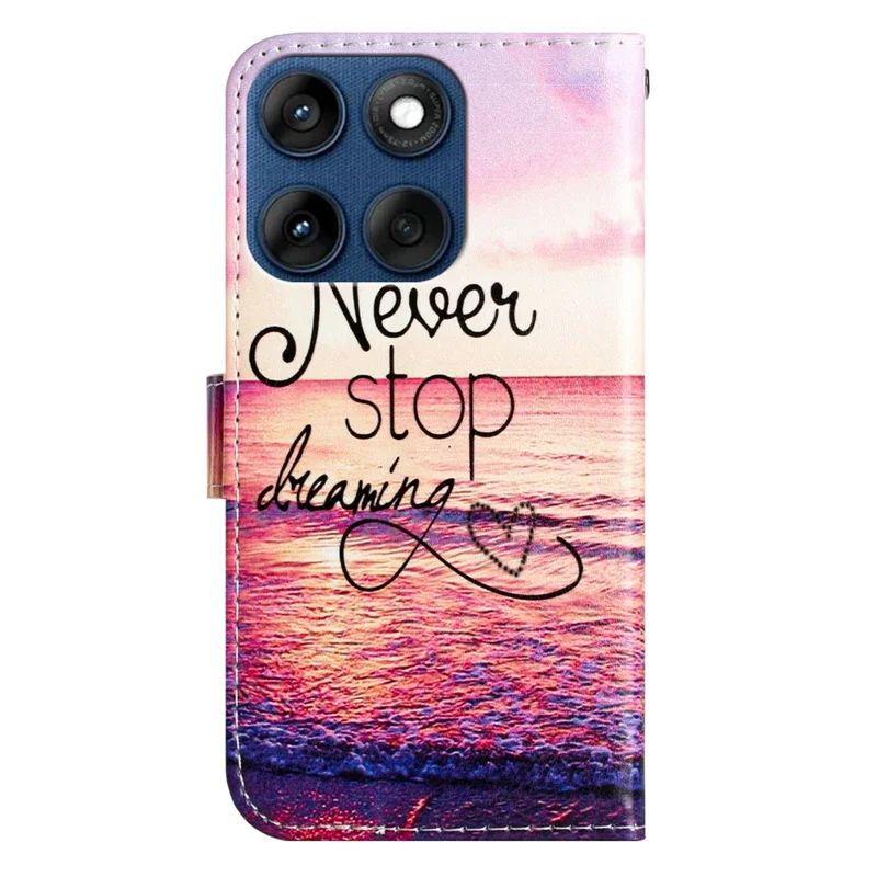 Wallet Case for Motorola Edge 60 5G / 60s 5G / 60 Fusion 5G Printed Pattern PU Leather Stand Phone Cover with Strap - Never Stop Dreaming