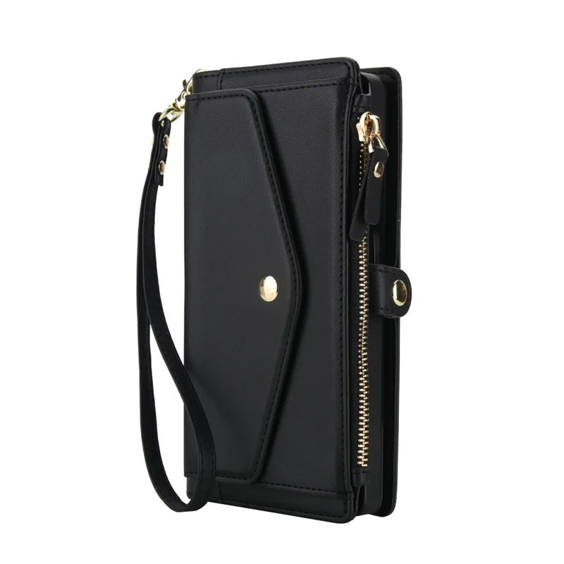 For Google Pixel 9 Pro XL Wallet Case Magnetic Detachable PU Leather Phone Cover with 2 Straps - Black