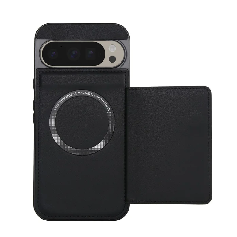 For Google Pixel 9 Pro XL Wallet Case Magnetic Detachable PU Leather Phone Cover with 2 Straps - Black