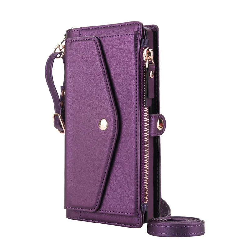For Google Pixel 9 Pro XL Wallet Case Magnetic Detachable PU Leather Phone Cover with 2 Straps - Purple