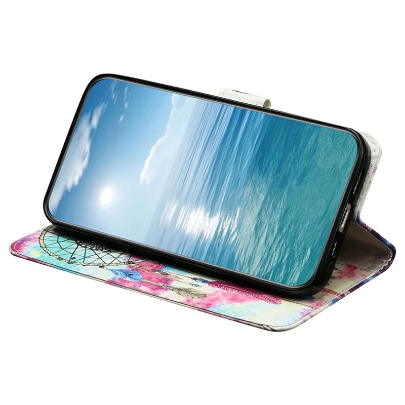 For iPhone 17 Stand Case Marble Painted Folio Flip Leather Wallet Phone Cover - Dream Catcher
