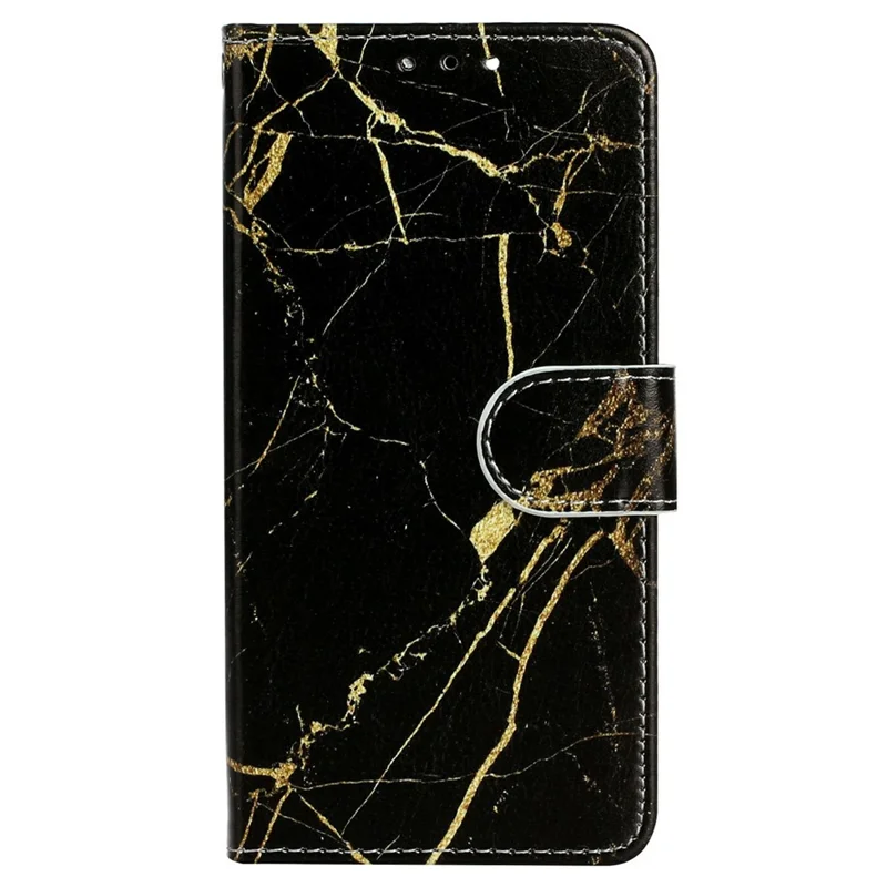 Pour iPhone 17 Étui de support d'air Étui à rabat en cuir peint de marbre - Marbre noir et or