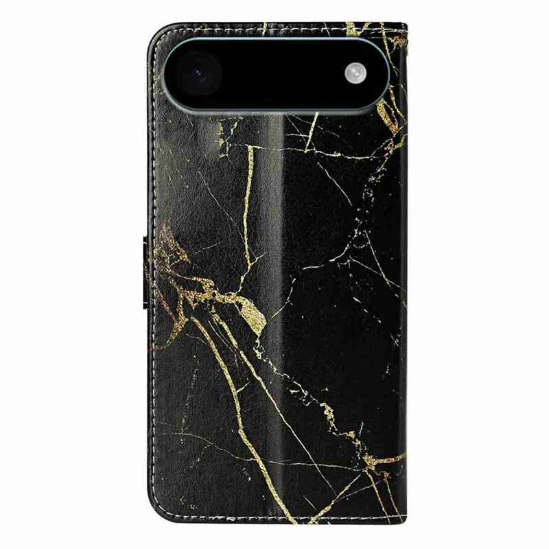 Pour iPhone 17 Étui de support d'air Étui à rabat en cuir peint de marbre - Marbre noir et or
