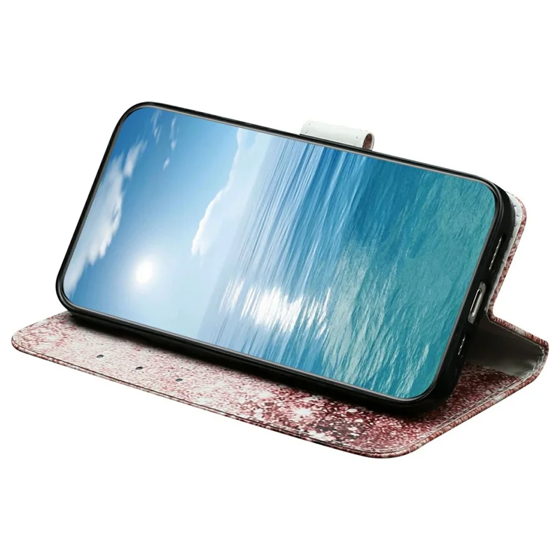 For iPhone Air Stand Case Marble Painted Folio Flip Leather Wallet Phone Cover - Rose Gold Marble