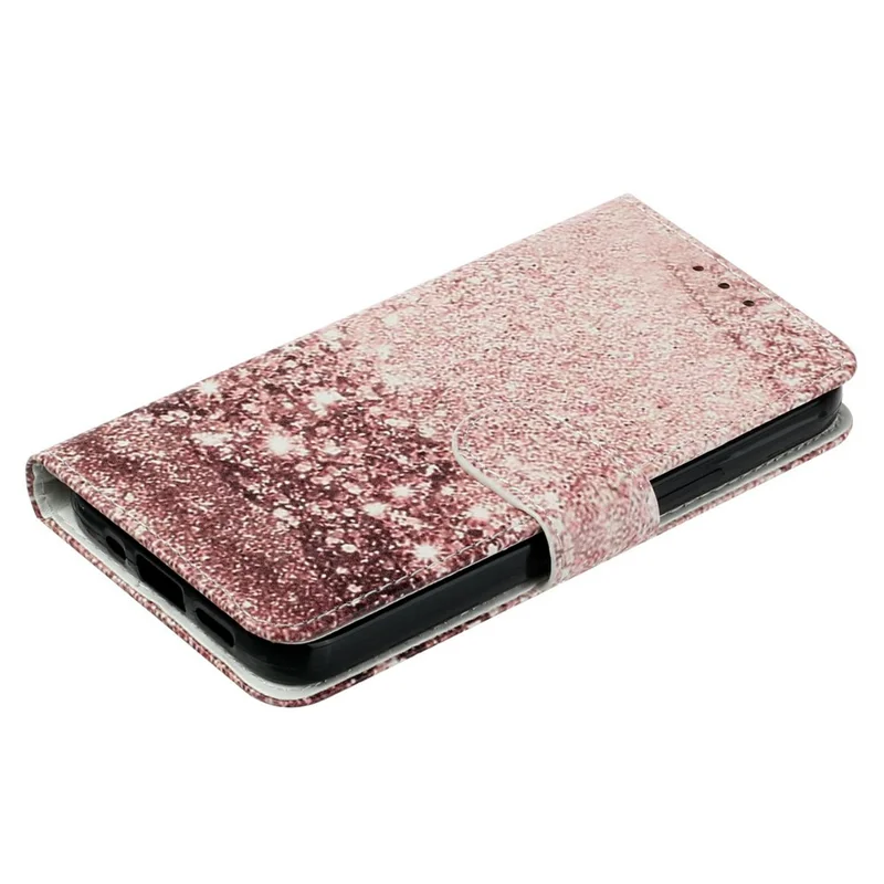 For iPhone Air Stand Case Marble Painted Folio Flip Leather Wallet Phone Cover - Rose Gold Marble