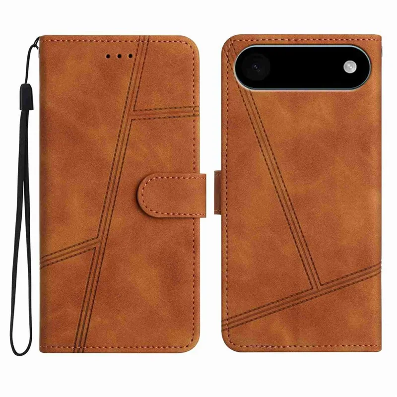Per iPhone 17 Air Case Flip Custodia in pelle retrò Copertina del telefono con linee impresse - Marrone