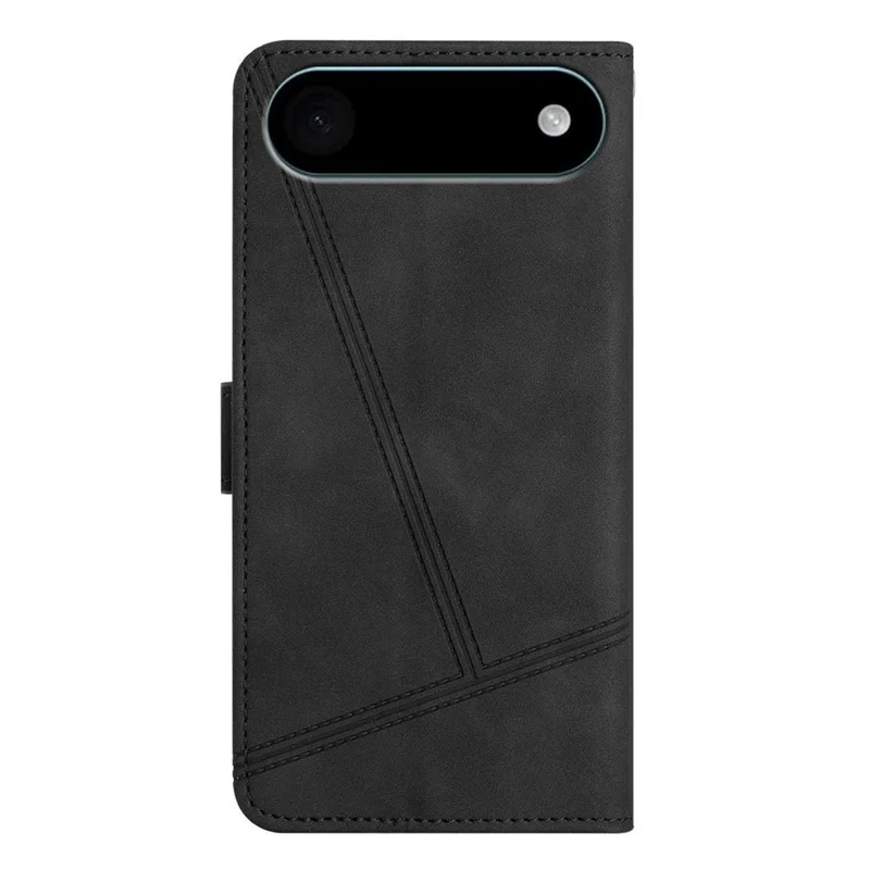 For iPhone Air Case Flip Leather Retro Phone Cover Lines Imprinted - Black